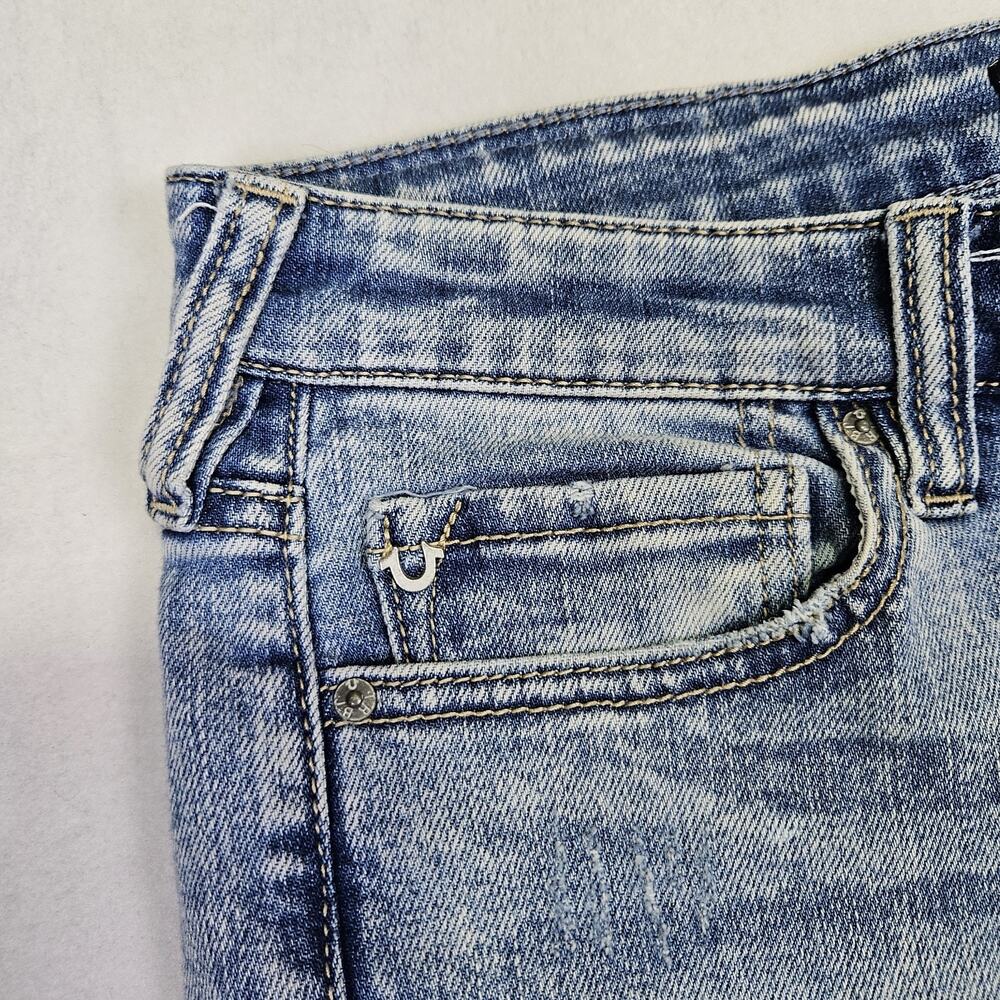True Religion Womens 29 Jean Halle High Rise Stonewash Stretch Distressed Retro - Picture 7 of 16